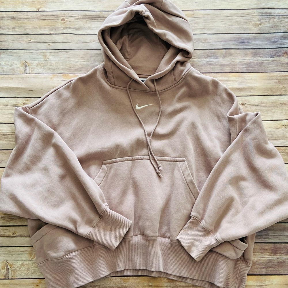 Nike Sportswear Womens Over-Oversized Pullover Hoodie Pink Center Swoosh Medium